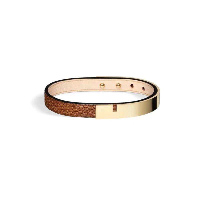 Bracelet cuir homme simple tour fauve grain diamant | U'TURN.9