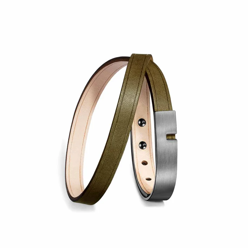 Bracelet cuir kaki double | U'TURN TWICE