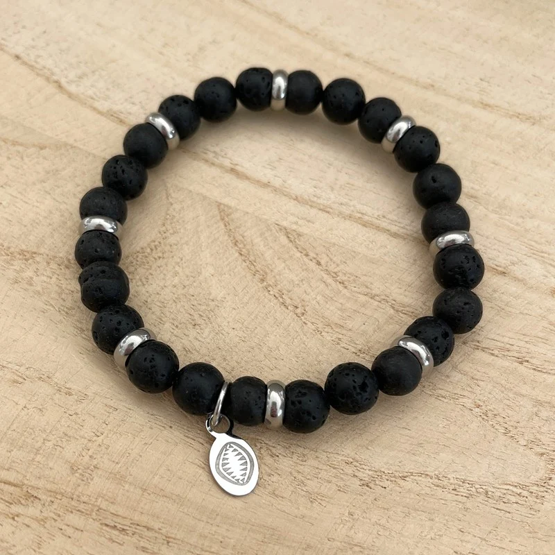 Bracelet "Peter" pierre de lave acier