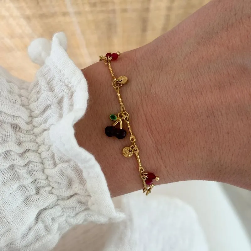 Bracelet "Cerise" bordeaux acier