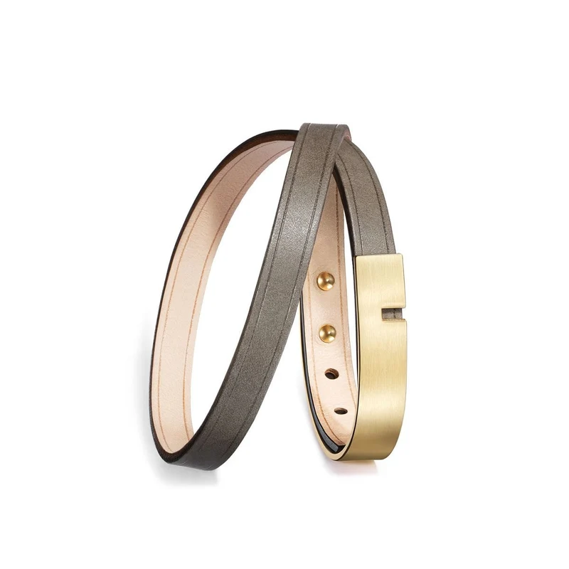 Bracelet cuir homme double gris | U'TURN TWICE