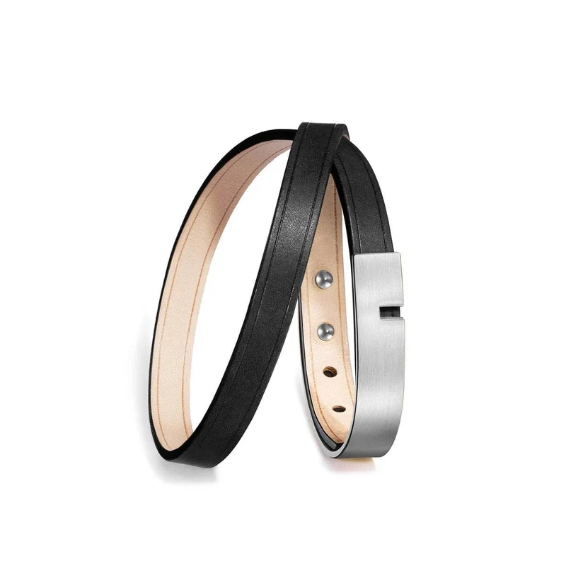 Bracelet cuir homme noir double | U'TURN TWICE