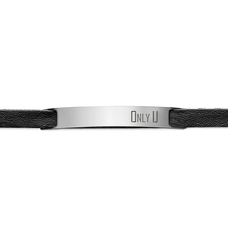 Bracelet personnalisé en cuir noir, "ONLY U"
