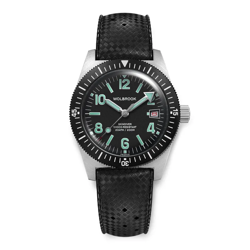 Skindiver Automatic 38 mm Even Numerals Dive Watch - Green Lume
