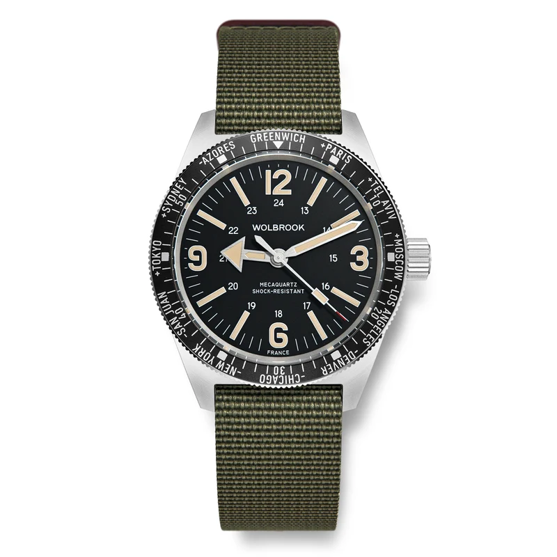 Skindiver WT Mecaquartz Watch - Vintage Lum & Steel Bezel with Black Aluminum Insert