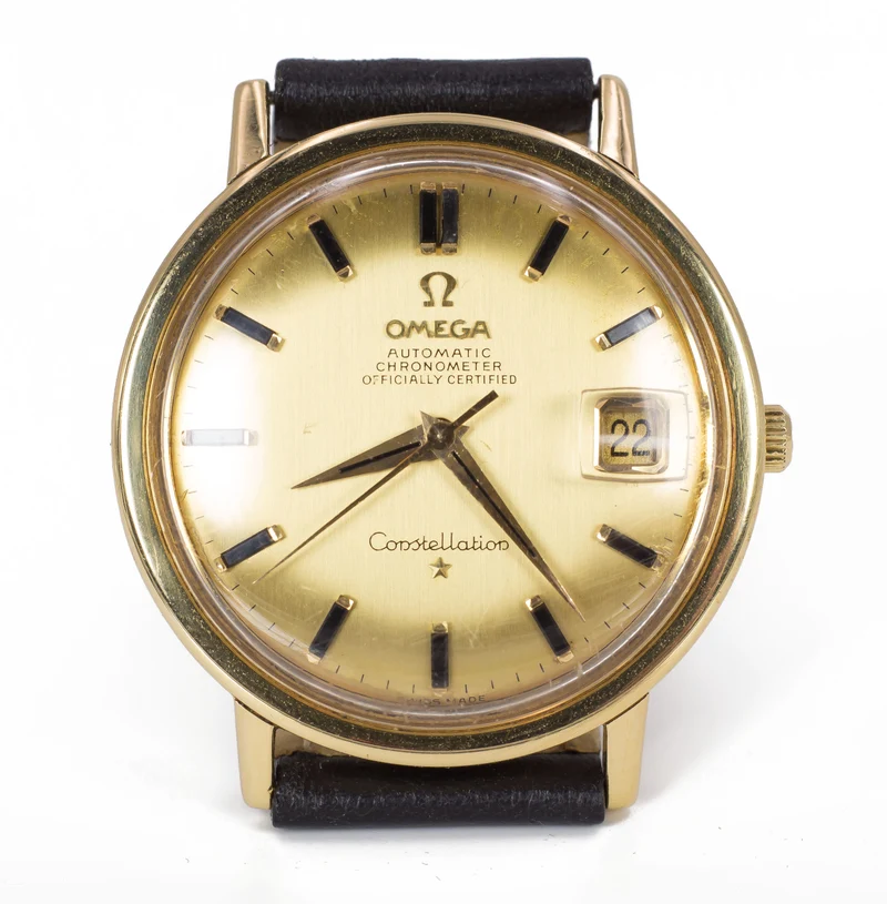 Montre vintage Omega Constellation en or 18 carats automatique avec date, 60