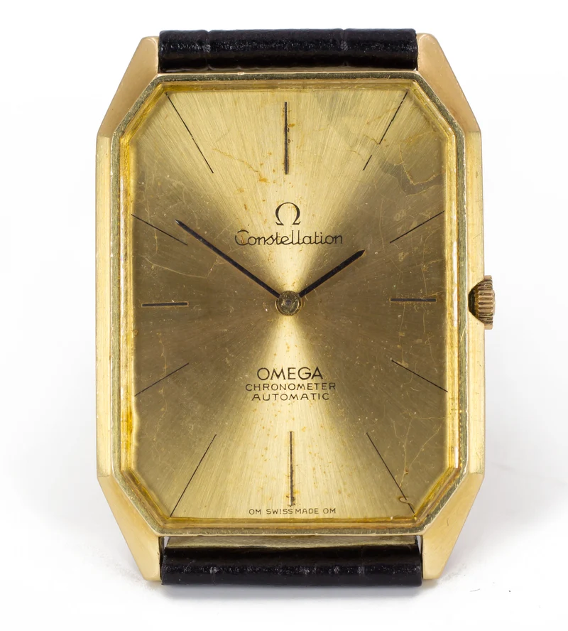 Montre-bracelet automatique vintage Omega Constellation Chronometer en or 18 carats, années 70