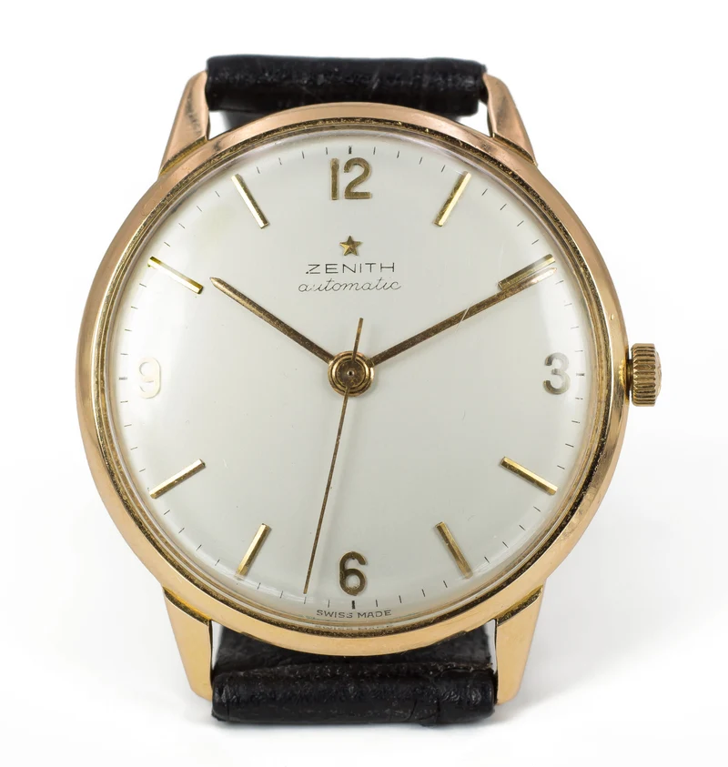 Montre-bracelet vintage avec bumper automatique Zenith en or 18 carats, années 50