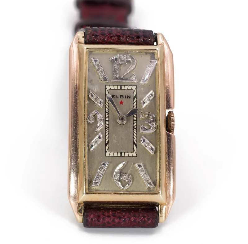 Montre Elgin Lady vintage en or et diamants, 30