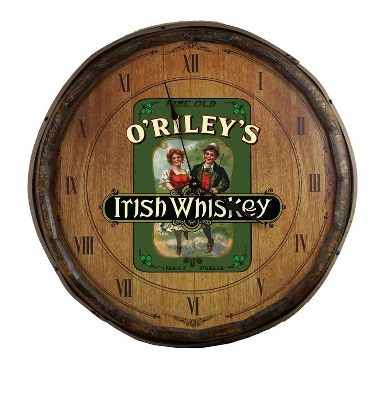 Irish Whiskey Quarter Barrel Clock - Personalized