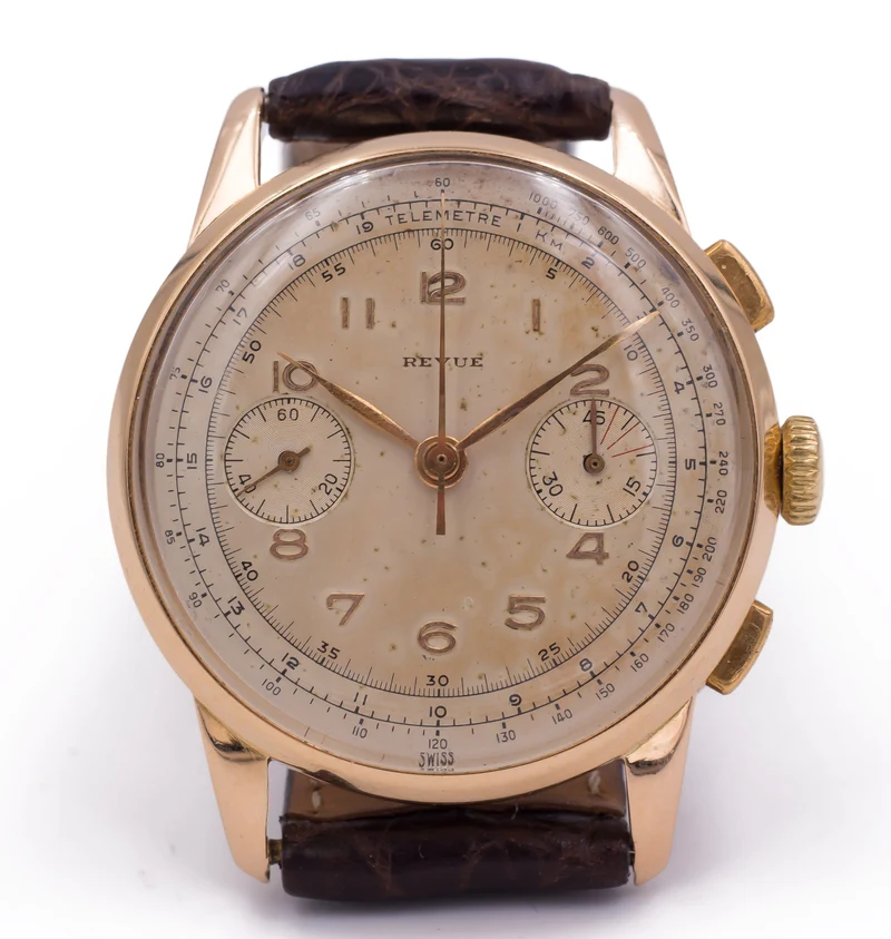 Chronographe Vintage Revue en or des années 50
