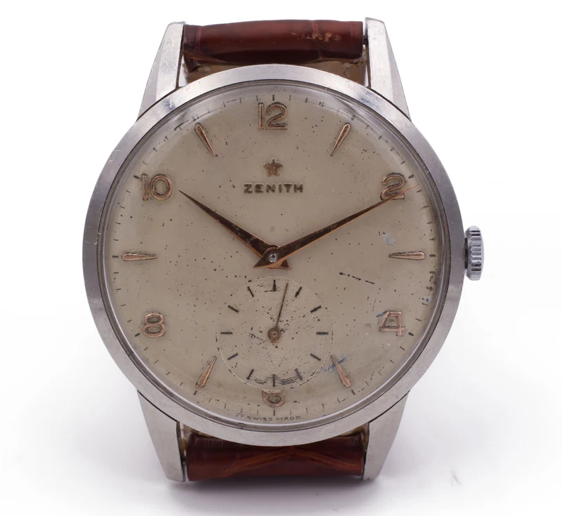 Montre bracelet Zenith vintage en acier, vers 1950