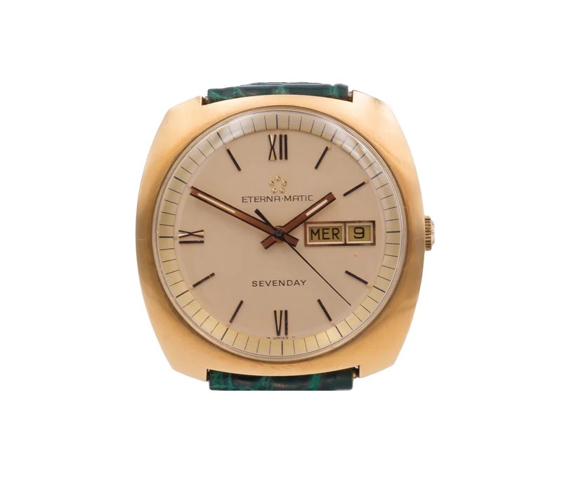 Montre-bracelet automatique Vintage Eterna Matic Sevenday, or 18 carats