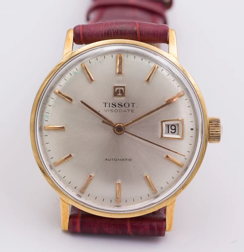 Montre-bracelet automatique Tissot Visodate vintage en or 18 carats, 60