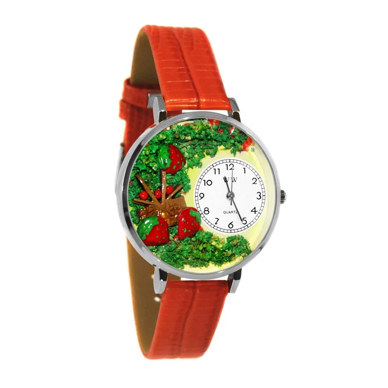 Strawberries Watch in Silver (Large)