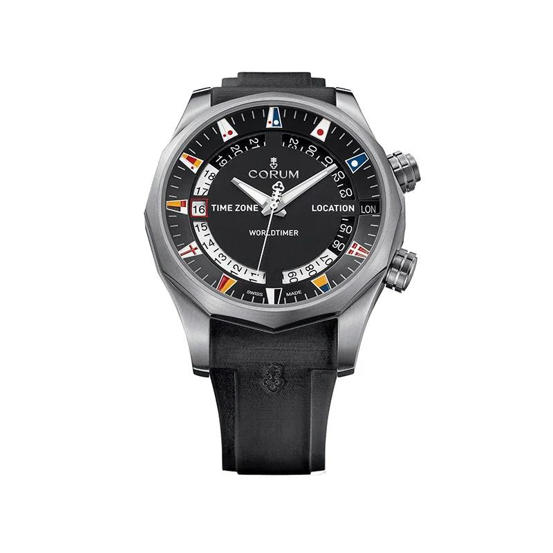 Admiral Legend 47 Worldtimer Watch Automatic Movement and Polished Titanium Case CORUM Admiral's Cup 637.101.04.F371.AN02