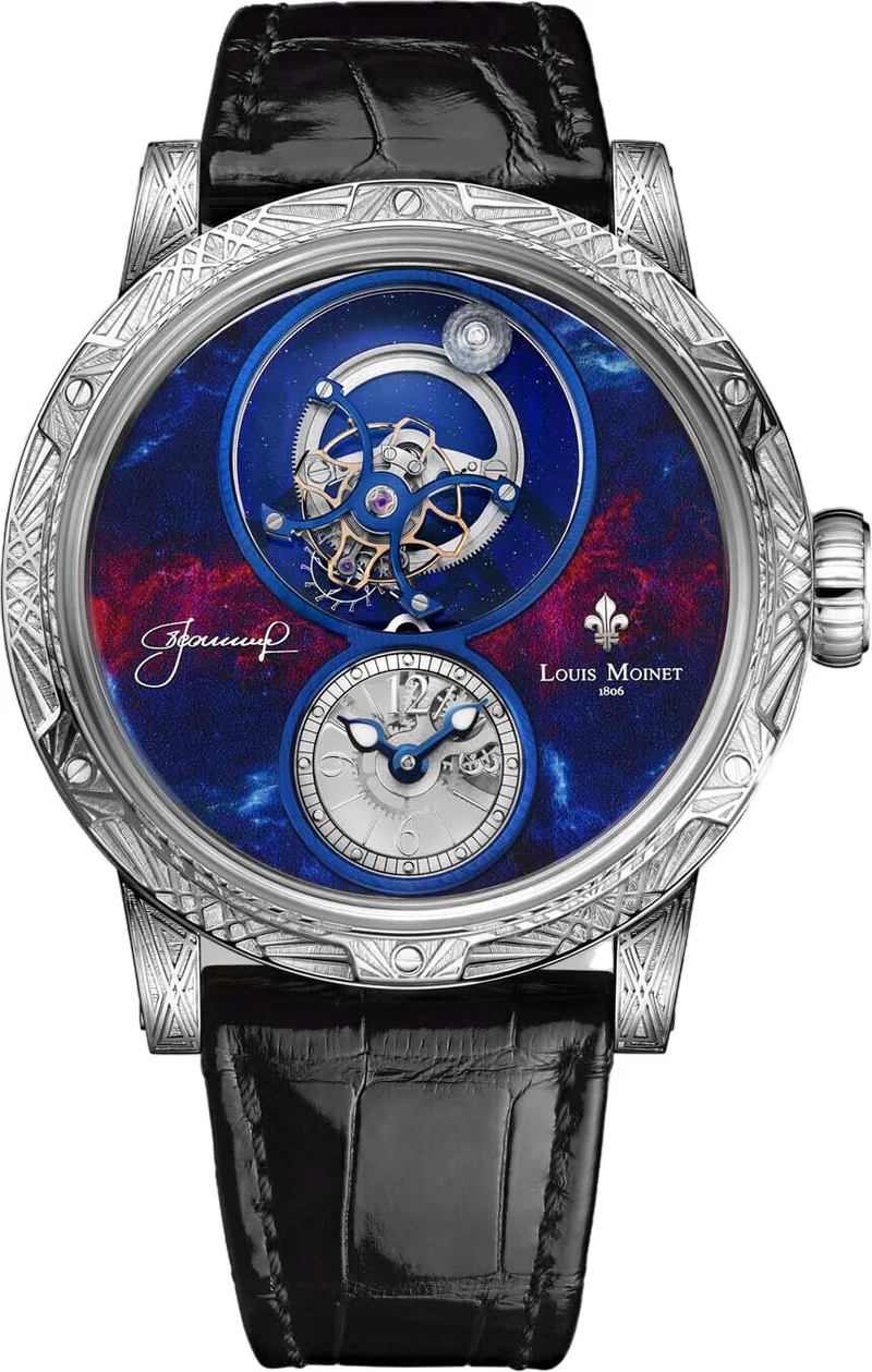 Louis Moinet Spacewalker 18k White Gold Hand Engraved Limited Edition..Reference Number: LM-62.70G.20
