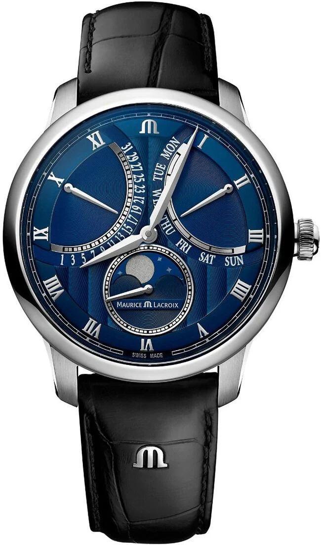 Maurice Lacroix Masterpiece Moonphase Retrograde Blue Dial 43mm..Reference Number: MP6608-SS001-410-1