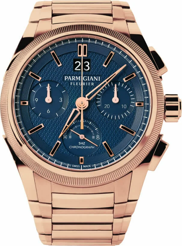 Parmgiani Fleurier Tondagraph Rose Gold Blue on Bracelet..Reference Number: PFC903-1500340-B00782