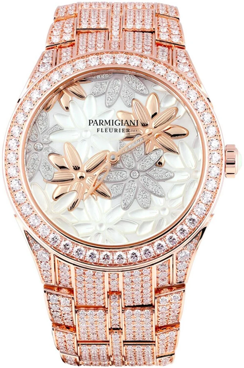 Parmigiani Fleurier Tonda Metropolitaine 36 Rose Gold Set White Mop "REINE DE MAI" PFH801-1510020-B10302