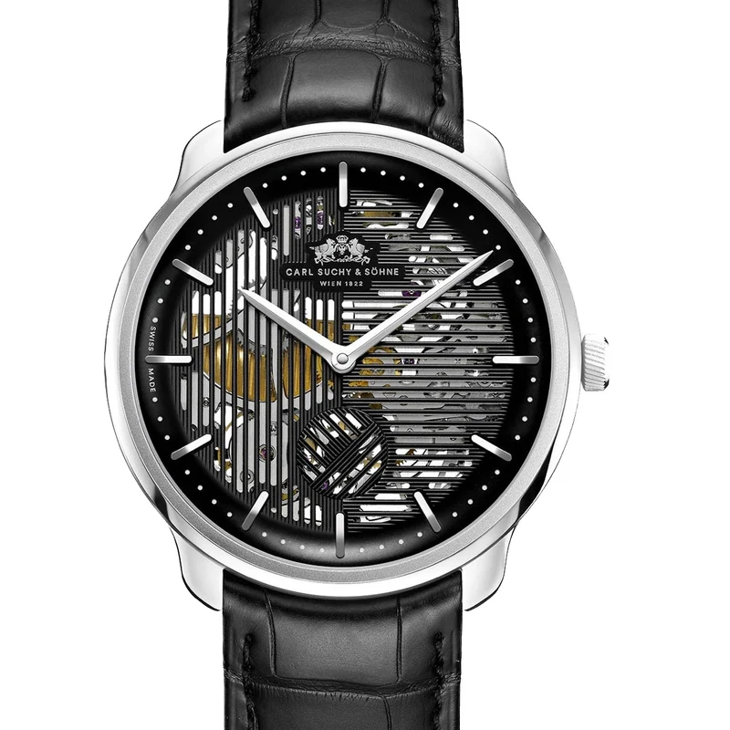 WALTZ N°1 SKELETON BY CARL SUCHY – STAINLESS STEEL WITH BLACK DIAL