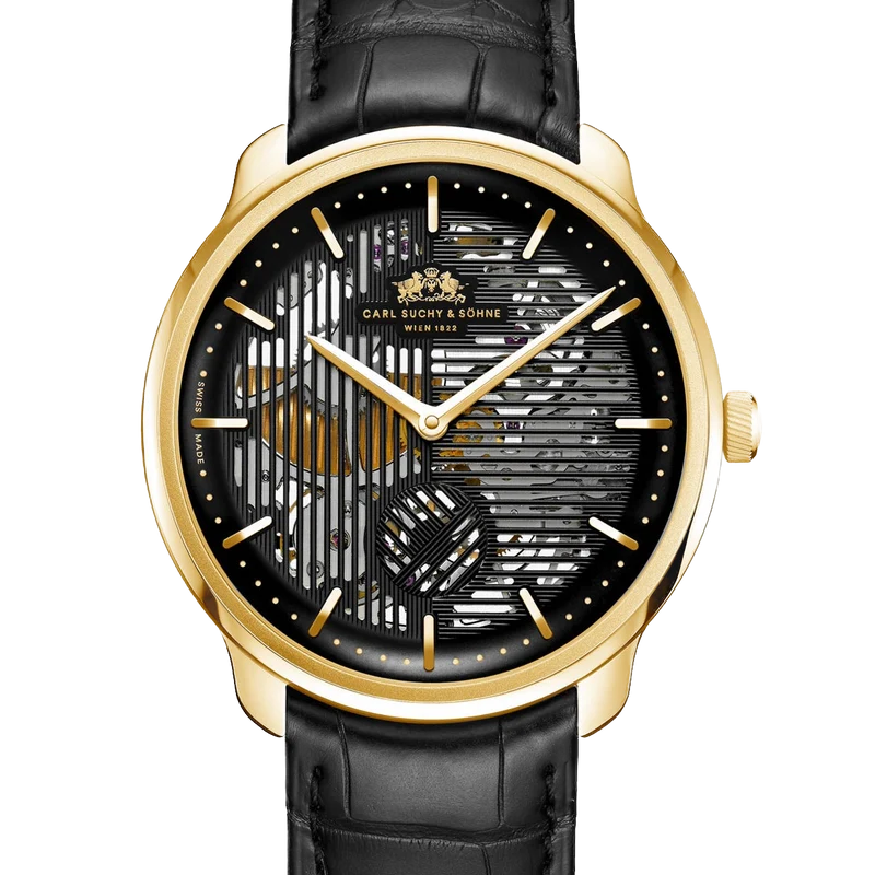 WALTZ N°1 SKELETON GOLD BY CARL SUCHY – BLACK DIAL WALTZ N°1 SKELETON GOLD –