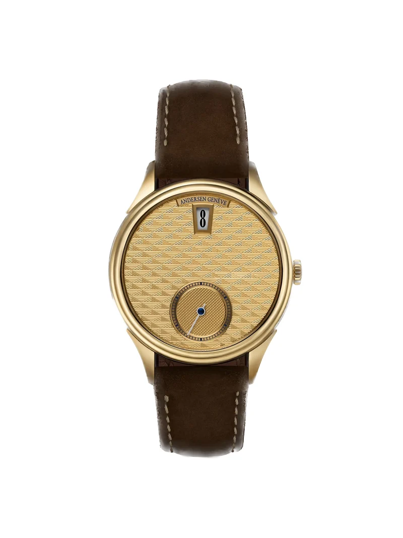 ANDERSEN GENEVE Jumping Hours Automatic 38mm Gold and Leather Watch