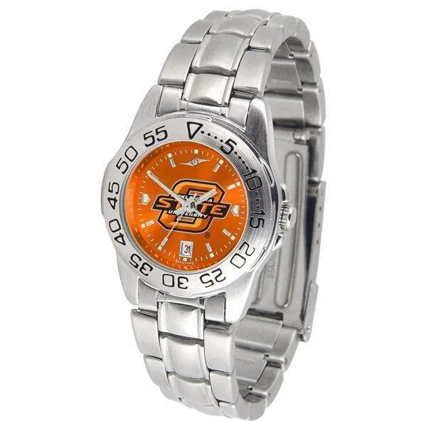 Oklahoma State Cowboys Ladies AnoChrome Steel Band Sports Watch