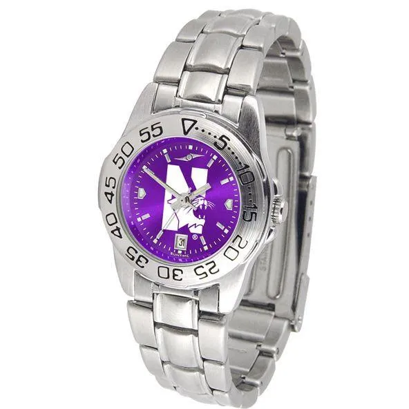 Northwestern Wildcats Ladies AnoChrome Steel Band Sports Watch