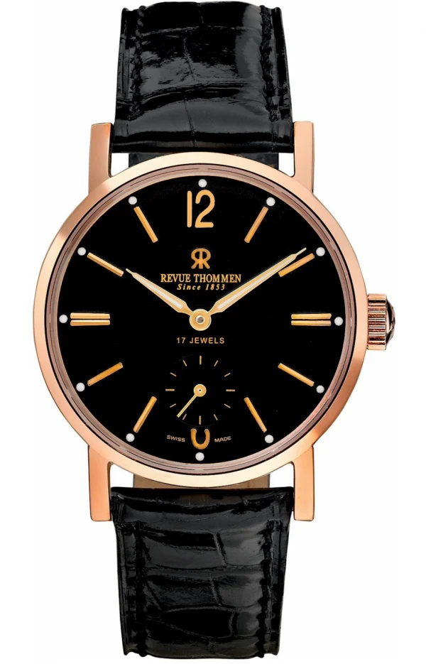 Revue Thommen SPECIALITIES CLASSICAL 82 ROUND Ref. 17082.3527 18K Rose Gold - Black - Manually Wound Manufacture Caliber GT82