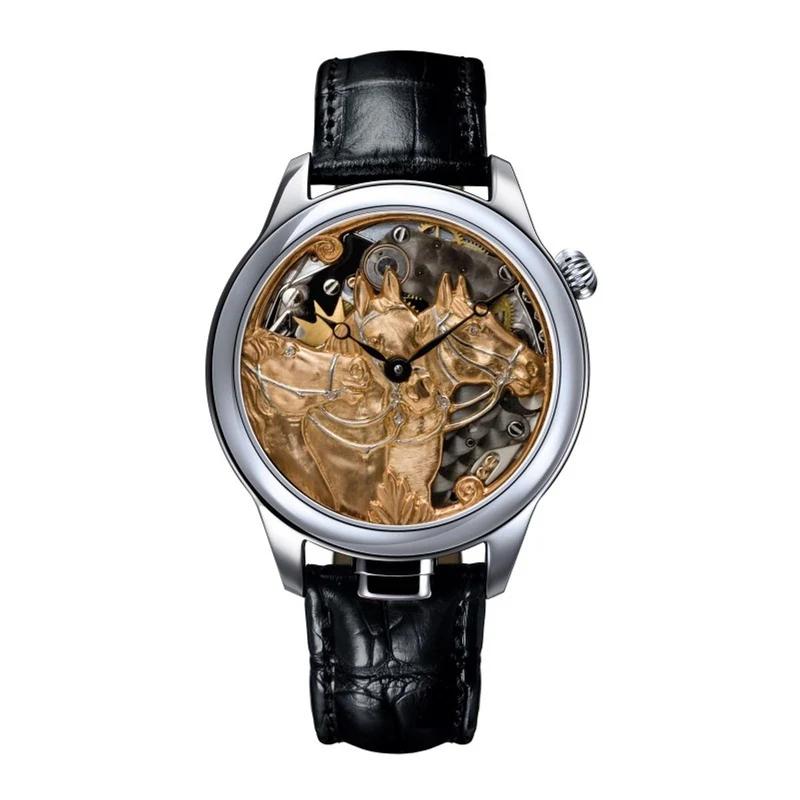 NIVREL Uhren - Répétition GE Horse Repeater watch with engraved Horse.