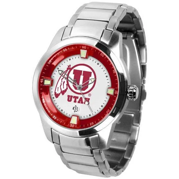 Utah Utes Men's Titan Stainless Steel Band Watch
