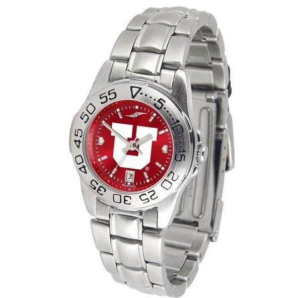 Utah Utes Ladies AnoChrome Steel Band Sports Watch