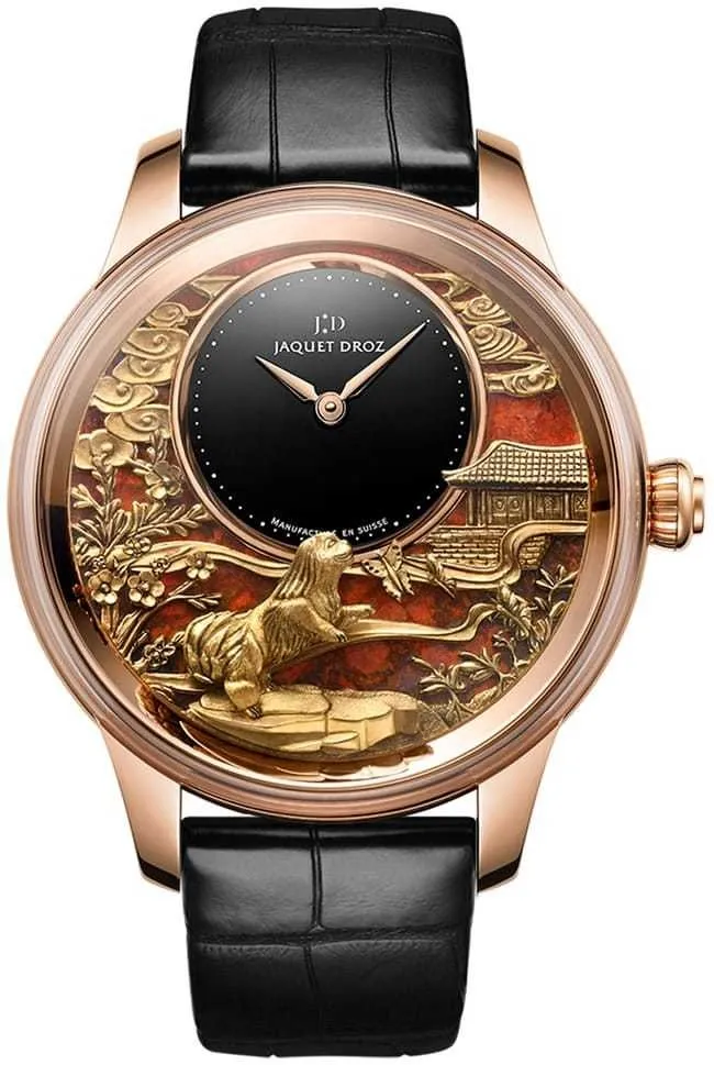 Jaquet Droz Petite Heure Minute Relief Dog Onix Dial..Reference Number: J005023286