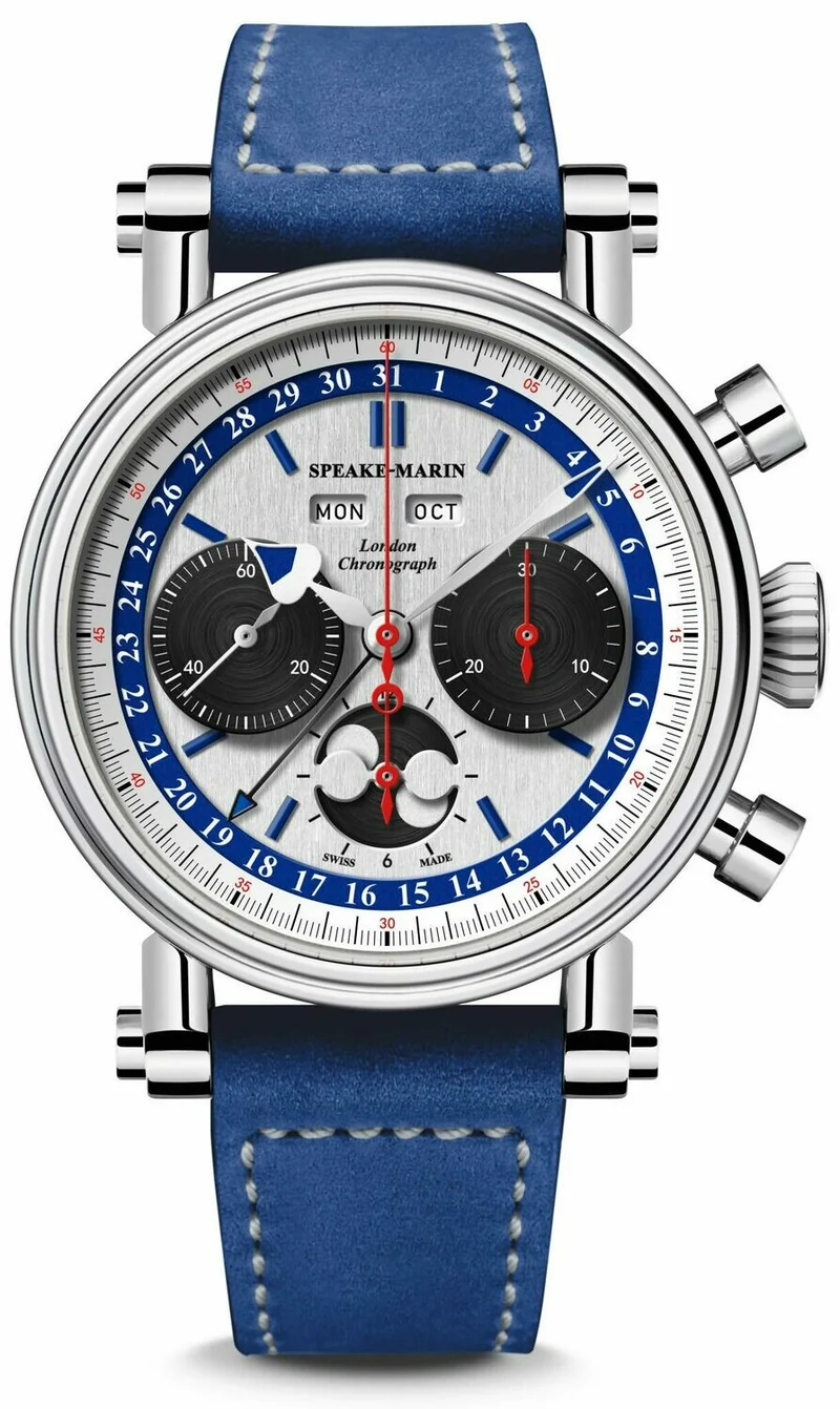 Speake-Marin London Chronograph Triple Date Blue Dial..Reference Number: 514208010