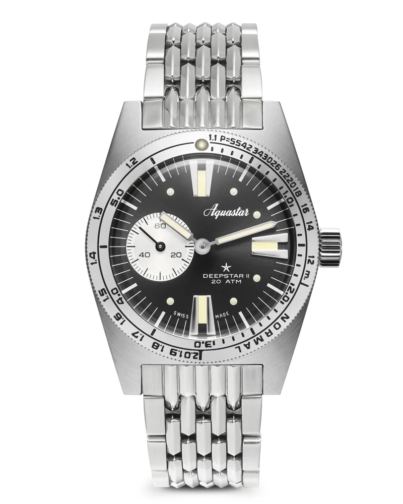 AQUASTAR DEEPSTAR II – STEEL GREY ON STAINLESS STEEL BOR BRACELET