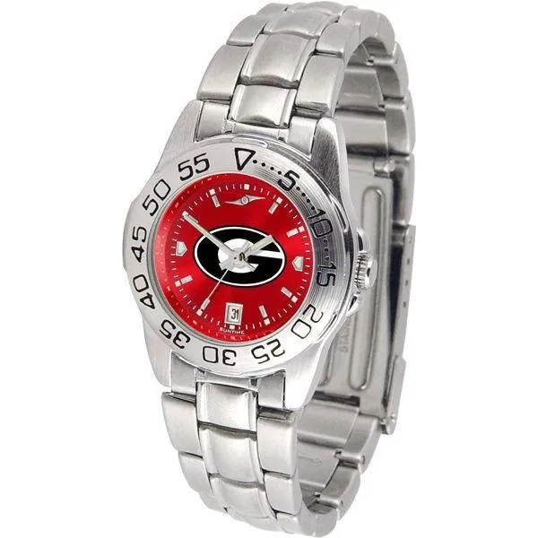 Georgia Bulldogs Ladies AnoChrome Steel Band Sports Watch