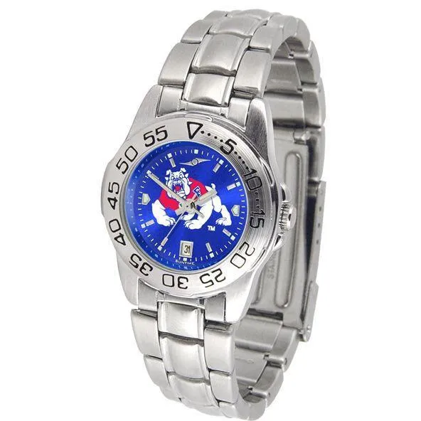 Fresno State Bulldogs Ladies AnoChrome Steel Band Sports Watch