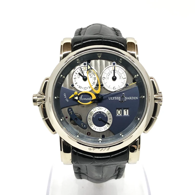 Ulysse Nardin Sonata Cathedral Dual Time 18K White Gold Watch, Preowned-670-88