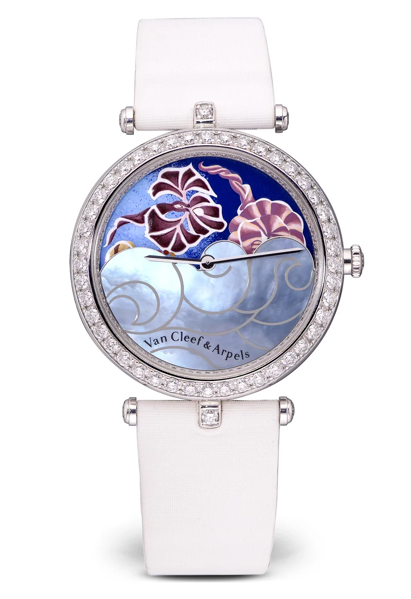 Van Cleef & Arpels Poetic Complications Journee a Paris 18K White Gold Ladies Watch, Preowned- HH18164
