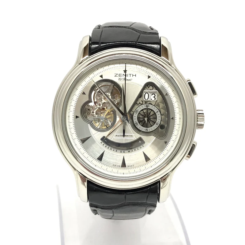 Zenith El Primero ChronoMaster Open Grande Date XXT Stainless Steel Leather Men`s Watch, Preowned-03.1260.4039