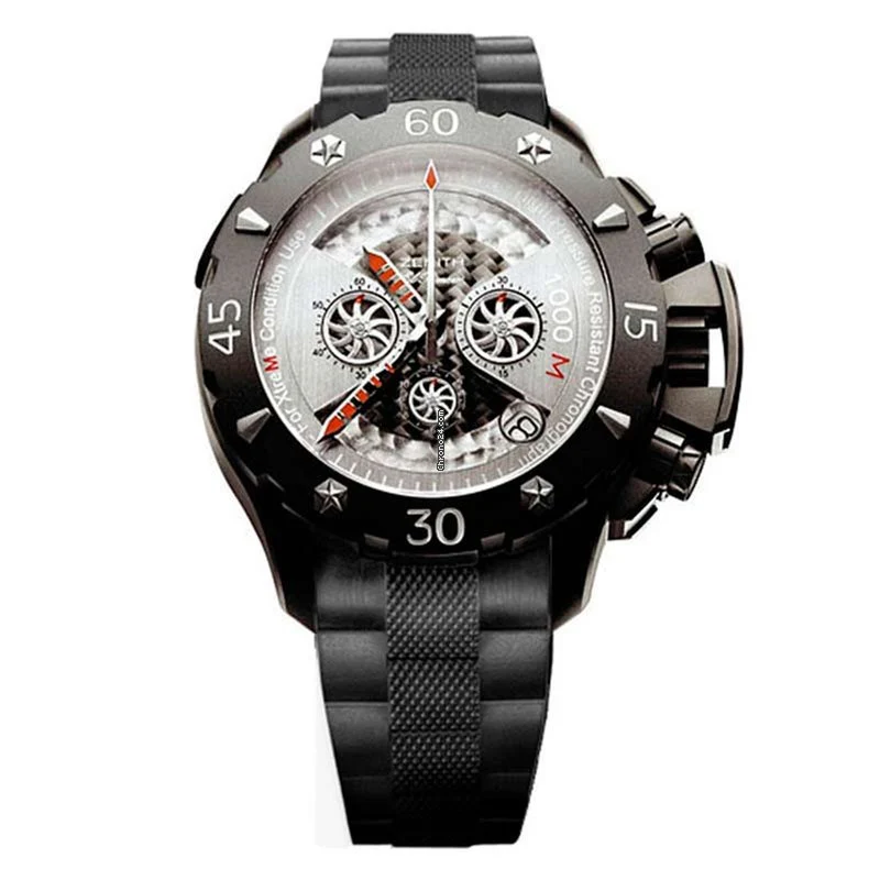 Zenith Defy Xtreme Open El Primero Chronograph Titanium Rubber Men`s Watch, preowned.96.0525.4000.21.R642