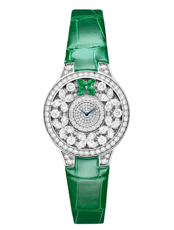 Graff Classic Butterfly White Gold, Emeralds & Diamonds Ladies Watch, butterfly-cl-wg-ded