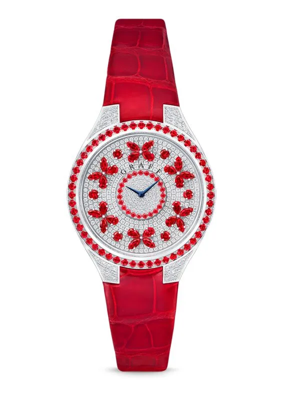 Graff Disco Butterfly White Gold, Rubies & Diamonds Ladies Watch, butterfly-dis-wg-rd