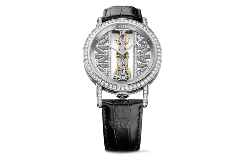 Corum Golden Bridge 18K White Gold & Diamonds Watch, Preowned-113.901.69/OF01 GG69G