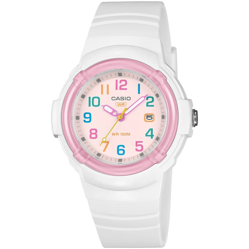 Montre Casio Femme LX-800H-7A1 Quartz Analogique Blanc Rose