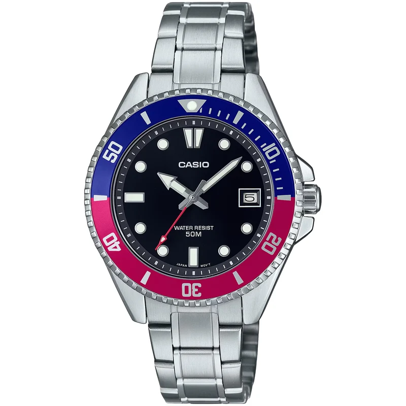 Montre Casio Homme MDV-10D-1A3 Quartz Analogique Argent Noir