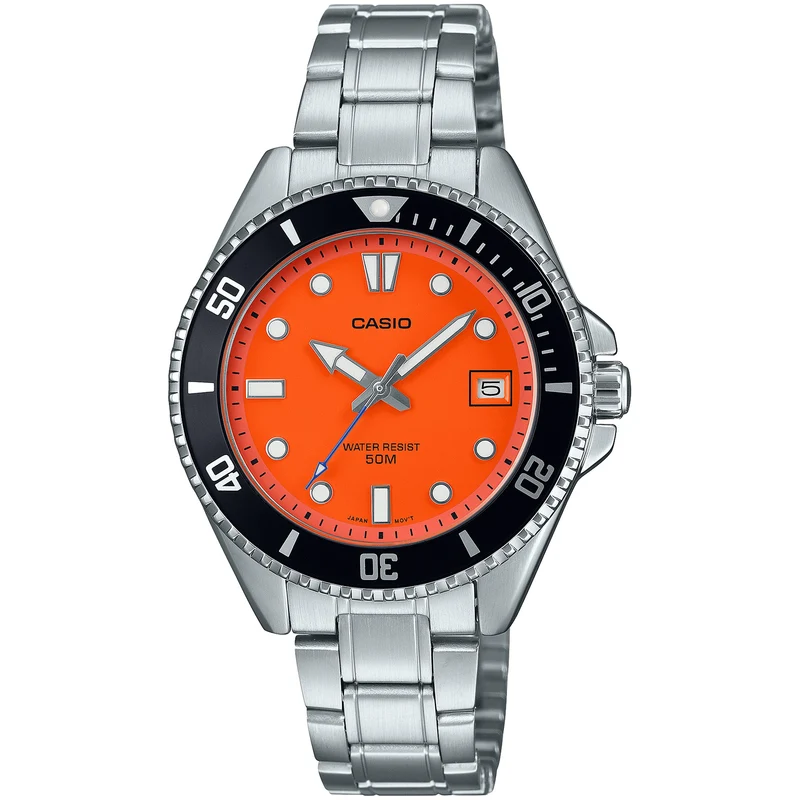 Montre Casio Homme MDV-10D-4A1 Quartz Analogique Argent Orange
