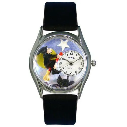 Halloween Flying Witch Watch Small Silver Style