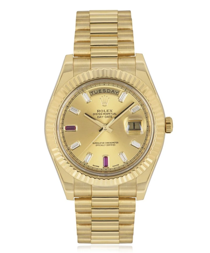 ROLEX DAY-DATE II DIAMOND & RUBY DIAL 218238